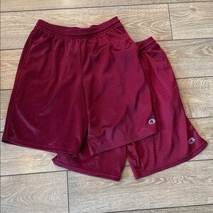 Two Champion Mesh Maroon Athletic Shorts
